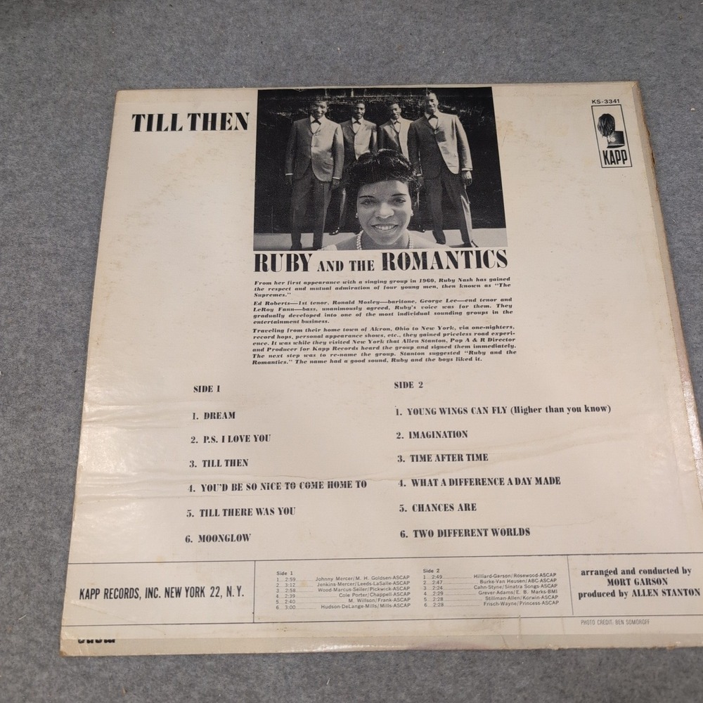 Ruby and the Romantics Till Then Vinyl LP Kapp‎ Records KS-3341 Stereo 1963 - Picture 2 of 6